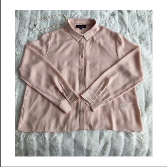New Look Light Pink Semi Sheer Box Blouse Size 8 - Picture 2 of 4